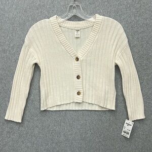 OshKosh Bgosh Cream Ribbed Button Down Knit Cardigan Sweater Girls Size6/6X